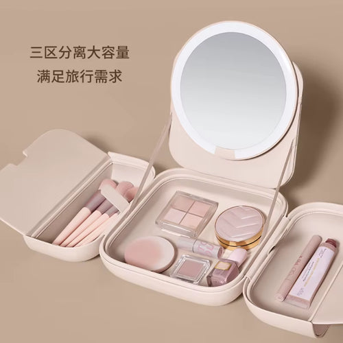 AMIRO Light Seeking Bag Mirror LED with Light Makeup Mirror Portable Sunlight Mirror Women'S Handheld Makeup Bag Makeup Mirror