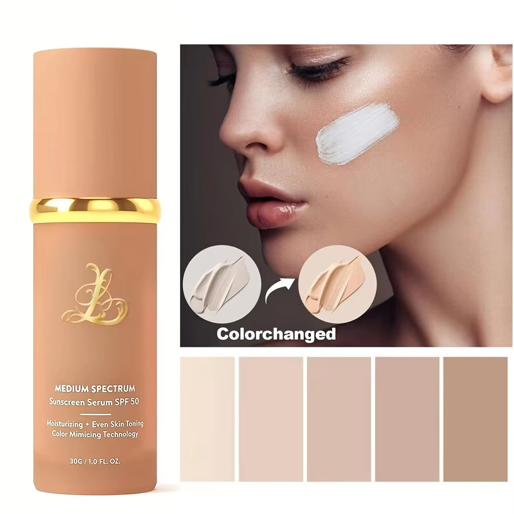 FourInOne ColorChanging Liquid Foundation,With SPF50+ Longwearing and No Makeup Removal, No Powder Sticking, Moisturizing
