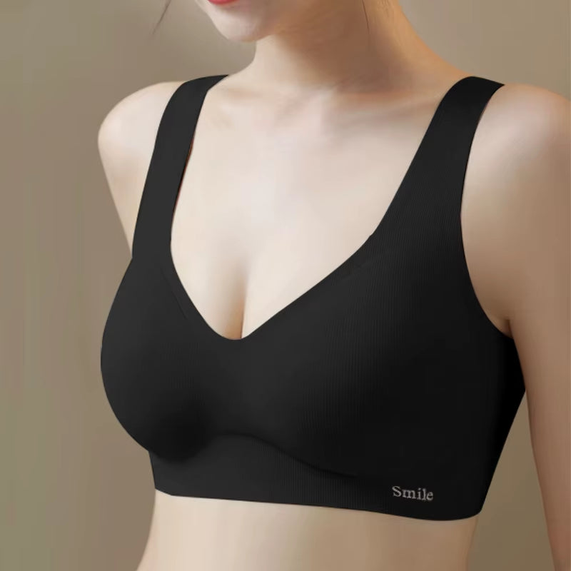 Women Comfort Sports Breathable Push up Underwear Fashion Seamless Invisible Elasticity Jelly Support Strips Solid Color Bra