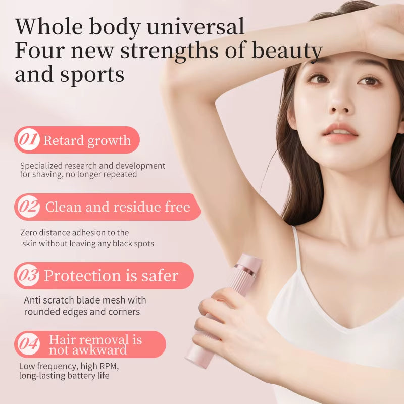Women'S Painless Electric Shaver Portable Body Hair Trimmer Epilator for Whole Body Skin Care Flawless Shaving Device