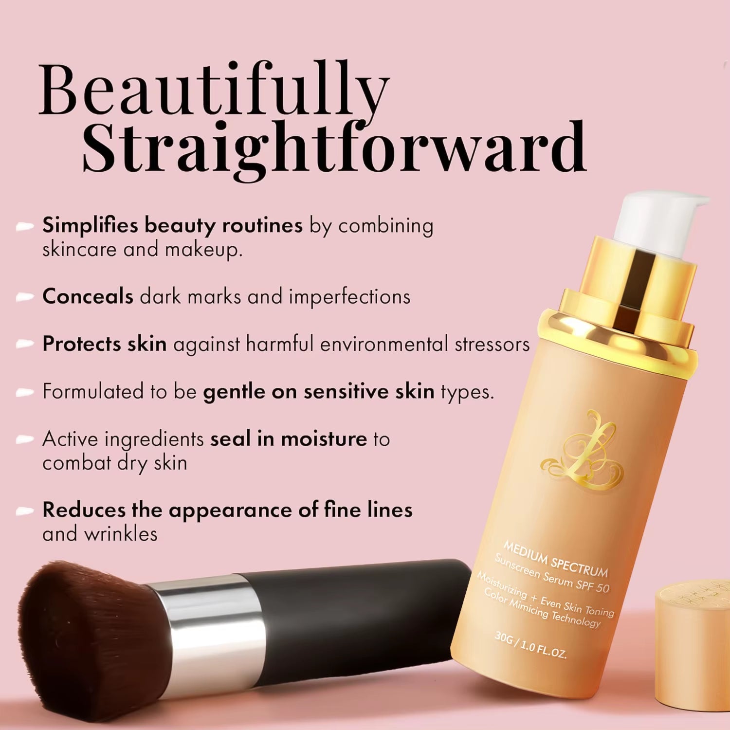 FourInOne ColorChanging Liquid Foundation,With SPF50+ Longwearing and No Makeup Removal, No Powder Sticking, Moisturizing