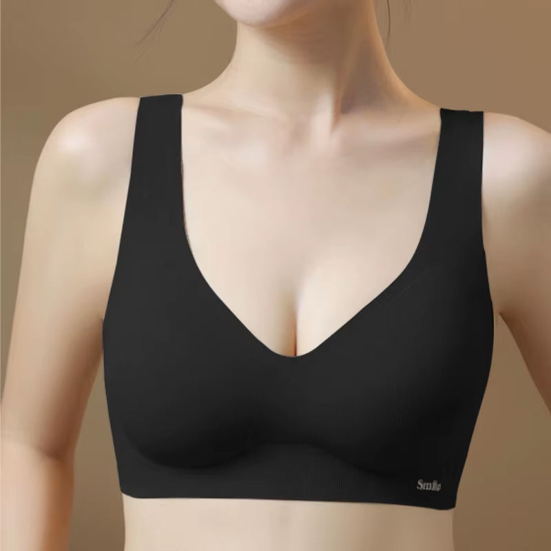 Women Comfort Sports Breathable Push up Underwear Fashion Seamless Invisible Elasticity Jelly Support Strips Solid Color Bra