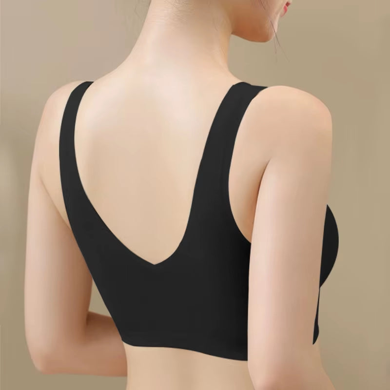Women Comfort Sports Breathable Push up Underwear Fashion Seamless Invisible Elasticity Jelly Support Strips Solid Color Bra
